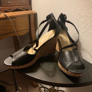 Black wedge sandals